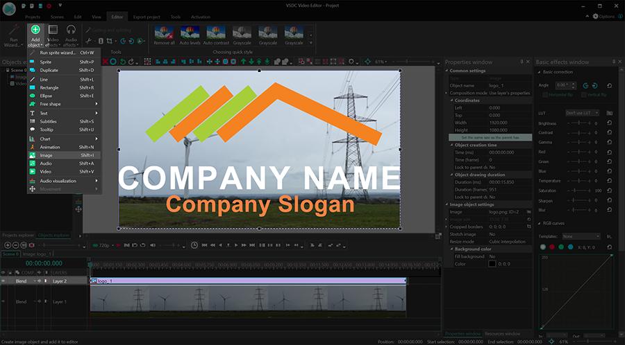 How to overlay a logo on footage in VSDC video editor for Windows