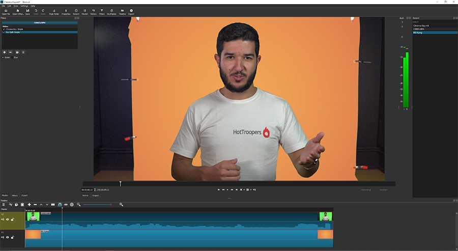 Shotcut is an open-source video editor with the chroma key effect