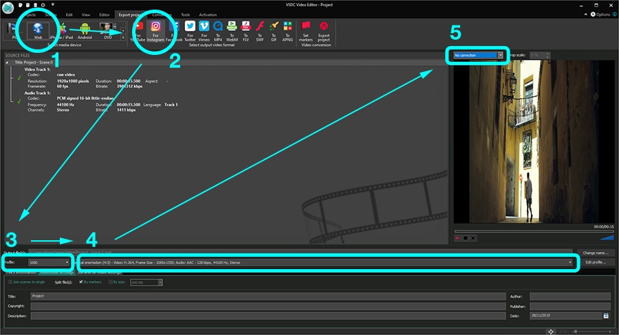 How to apply Instagram video size in VSDC