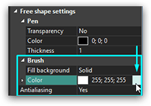 Free shape settings window in VSDC