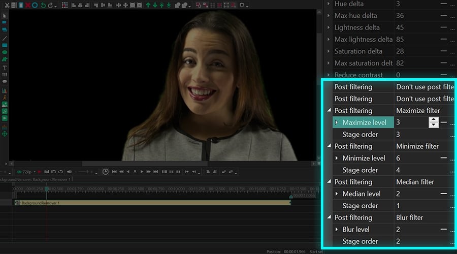 Post-processing filters allow you to make chromakey mask borders smoother