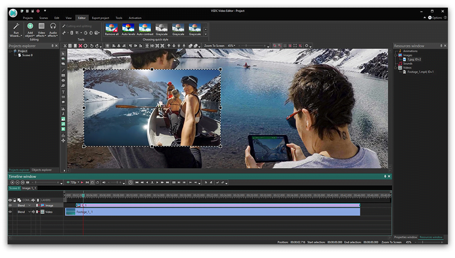 Free PiP video editor VSDC