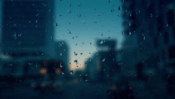 Gradually increasing the blue tones of the raindrop effect in the video