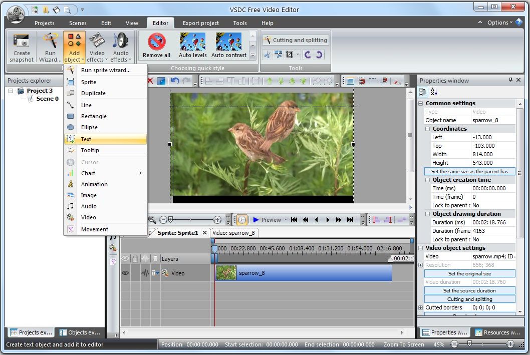 vsdc video editor cutting and splitting
