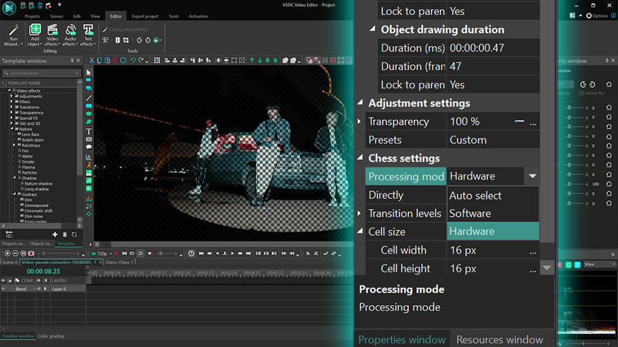 Hardware accelerated processing has become available for transition effects in VSDC