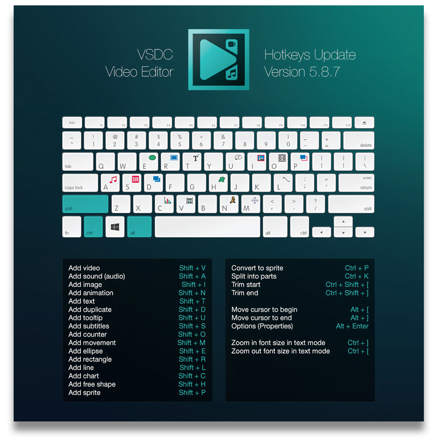 горячие клавиши для быстрой работы в VSDC видео редакторе