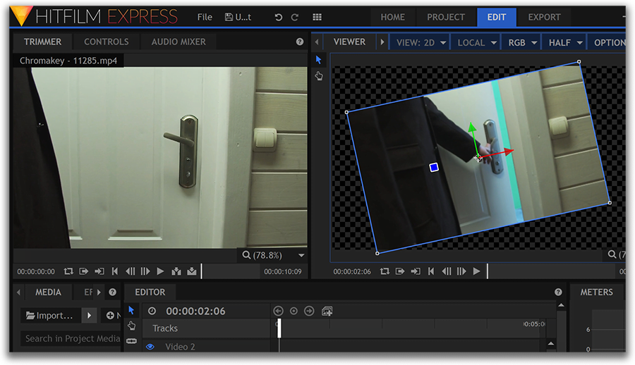 Hitfilm Express rotating a video