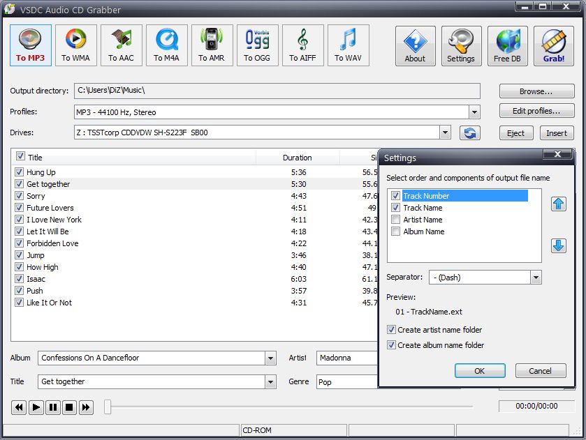 VSDC Free Audio CD Grabber: software that allow you rip, grab and