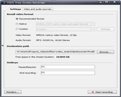 VSDC Free Desktop Recorder :: format's settings