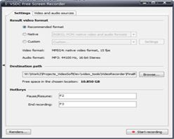 VSDC Free Desktop Recorder :: format's settings