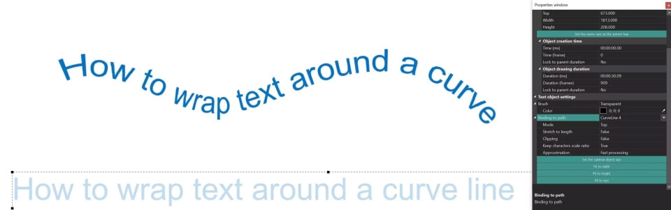 Envolviendo texto alrededor de una línea curva en VSDC