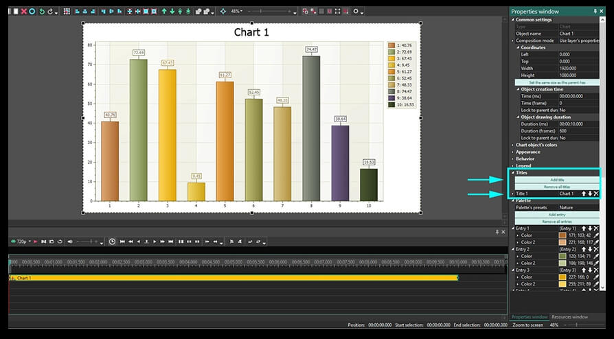 How to add a title to a chart in VSDC