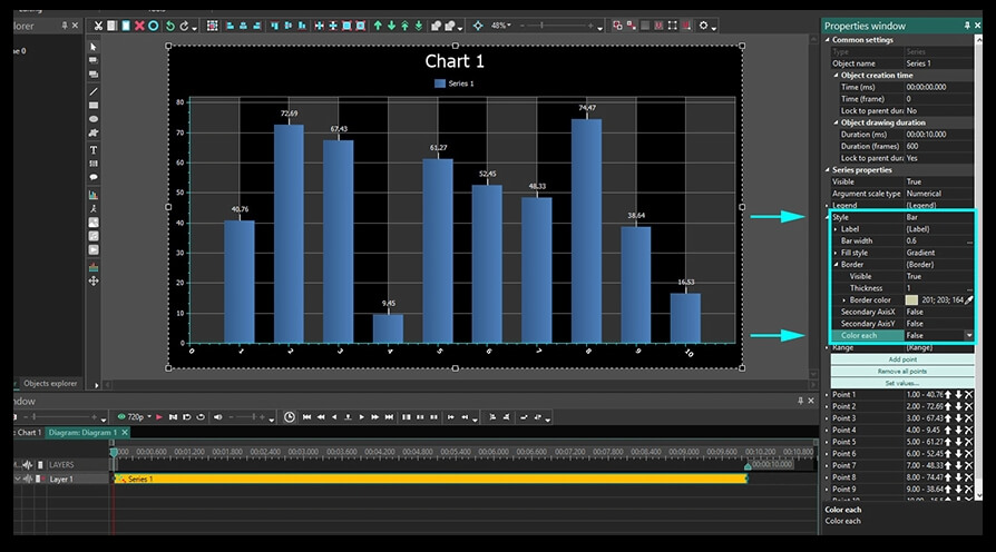 Setting up chart bars style in VSDC