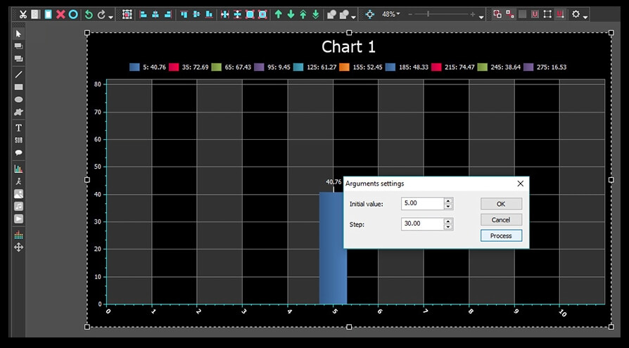 Setting up the number of chart bars visible in each frame