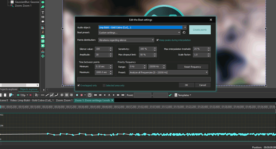 How the Scale factor affects the rhythm gram on Edit the beat