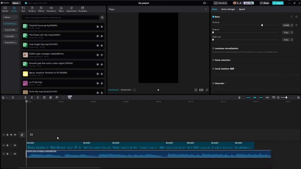 Exporting audio in CapCut