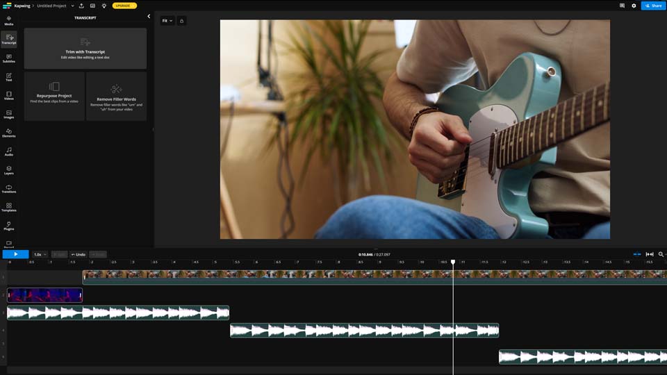 Exporting audio in the online tool Kapwing