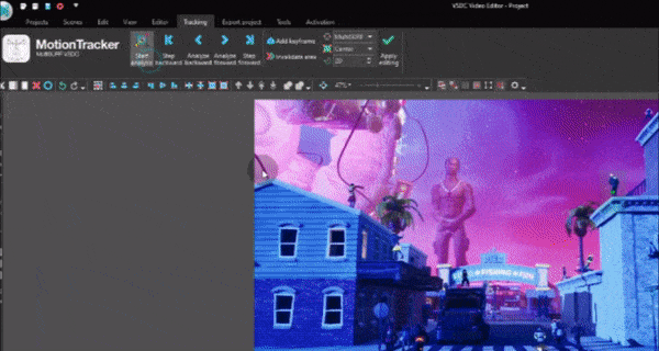 Motion tracking applied in a gameplay video (VSDC Pro)