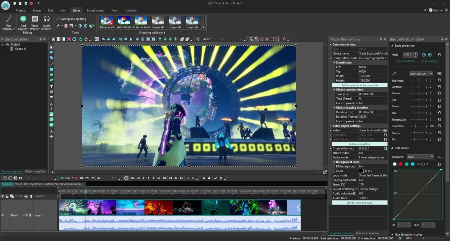 VSDC is a free lightweight gameplay video editor