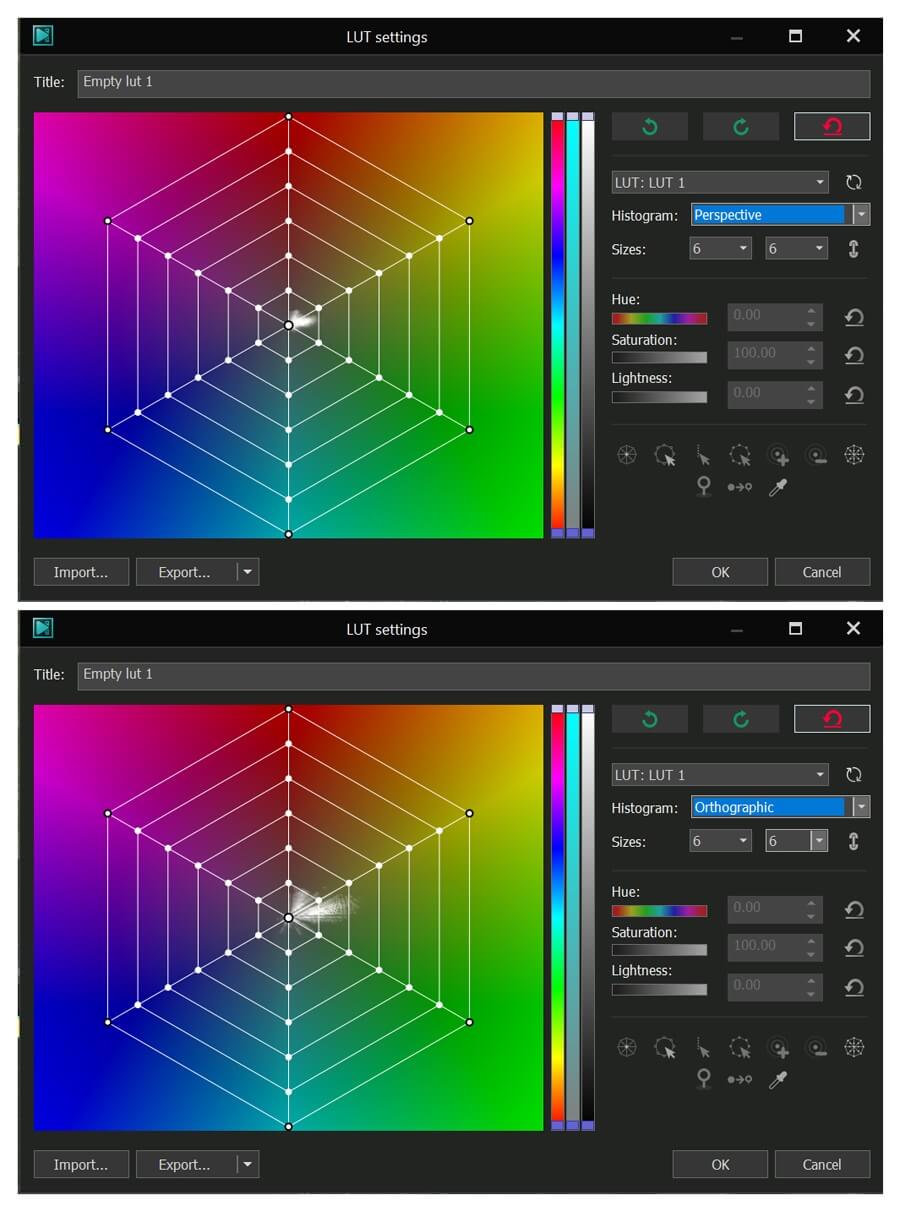 LUT editor window