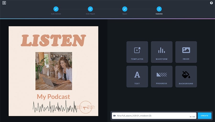 Headliner is a stylish music visualizer designed for podcasters