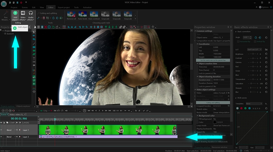 vsdc free video editor green screen