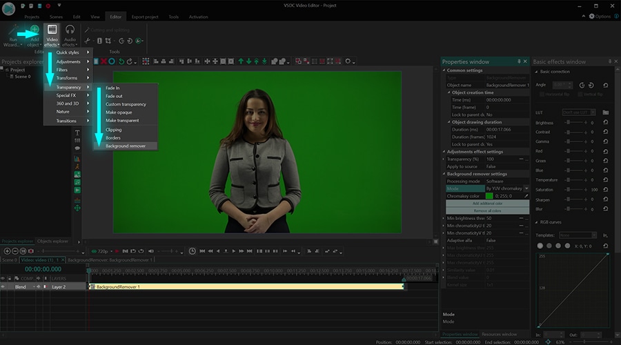 How to apply Chroma Key in the new version of VSDC