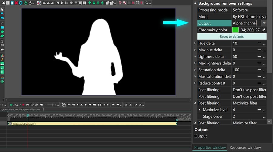 How to view chromakey mask using the Alpha channel