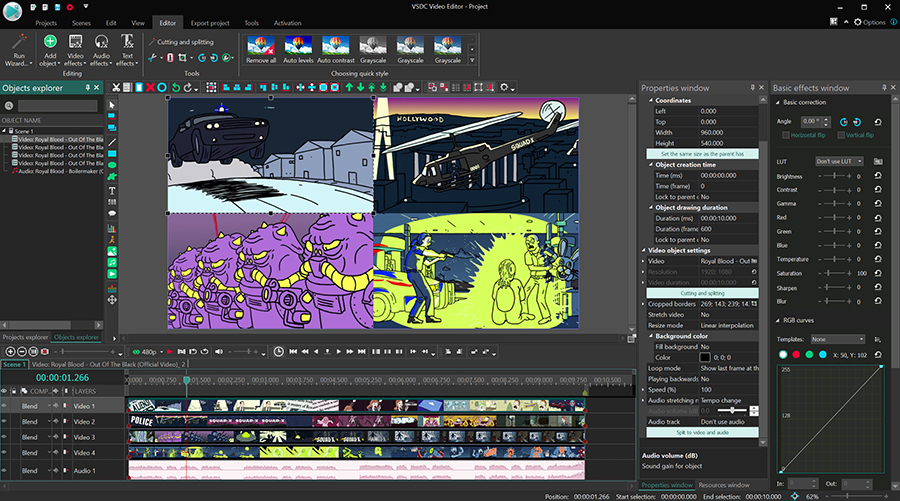 Unlike linear video editors, non-linear editors allow you to create the multiscreen effect