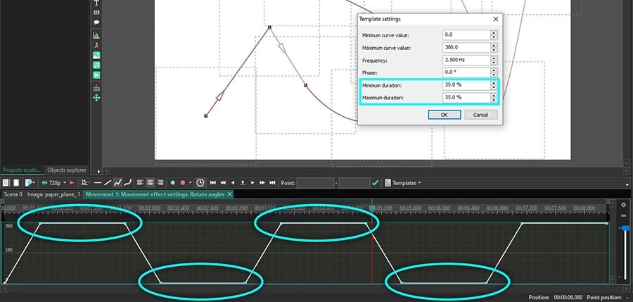 Precise object rotation settings in VSDC