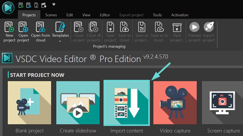 Customizing project parameters to the parameters of a specific video file