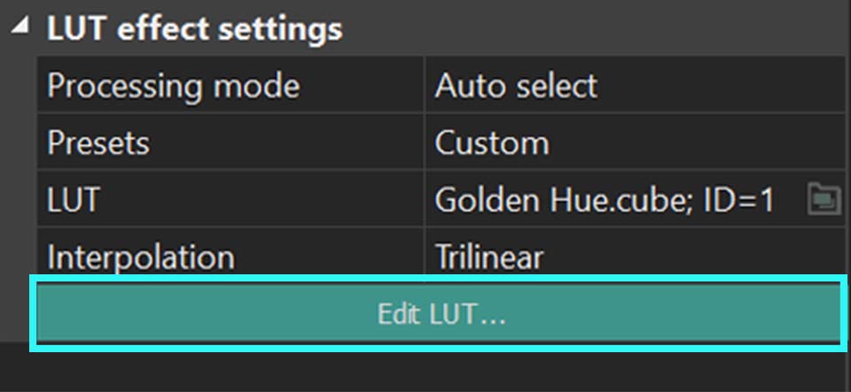Edit the LUT Property