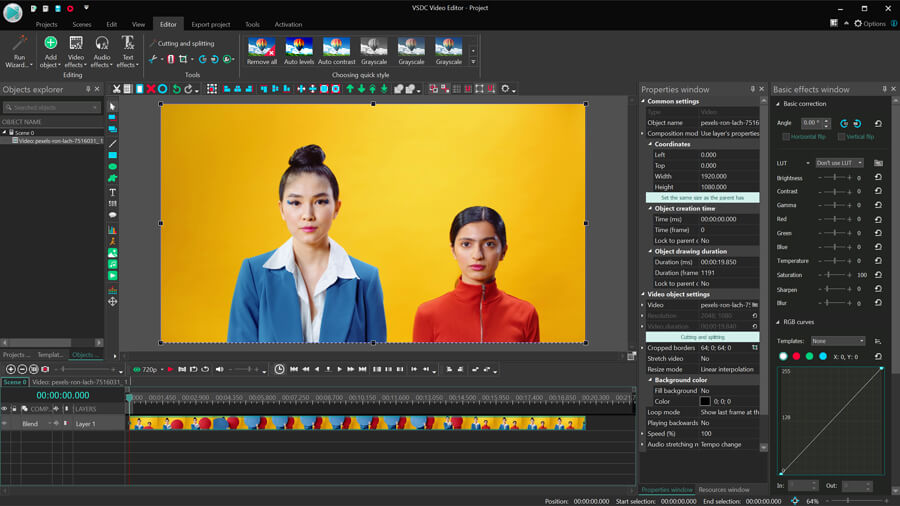 Upload colorful footage to the scene in video editor