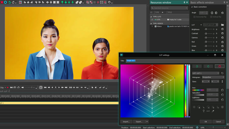 How to open a LUT editor in video editor