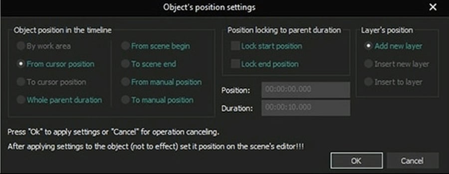 Object position properties