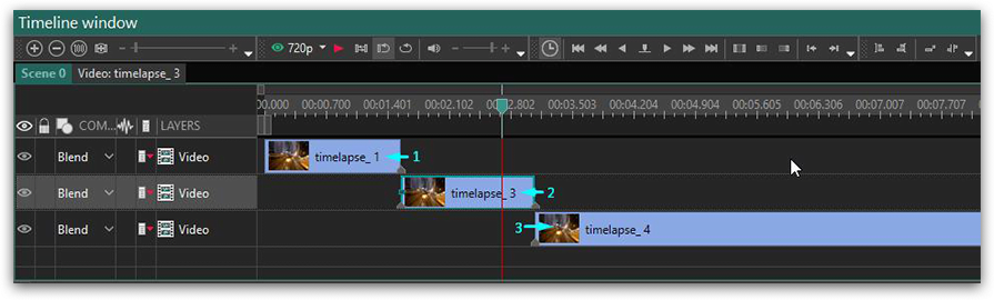 VSDC video editor timeline