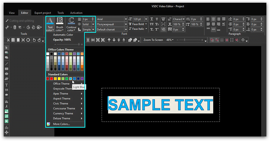 how do i edit text in vsdc video editor