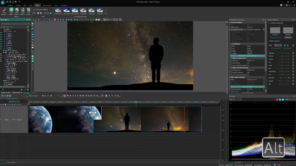 VSDC Video Editorでトランジションを追加する方法