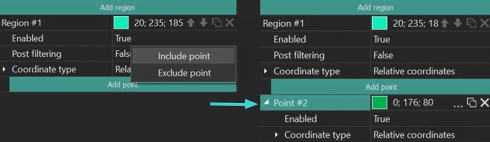 Include and exclude segmentation points.