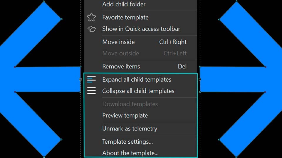 Template Settings window in VSDC with preset transition duration and preview options