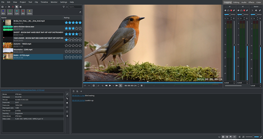 Kdenlive is a free GoPro video editor for Linux