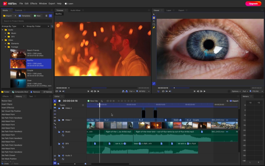 Hitfilm has a free version of its video editor that works well for special effects and color correction