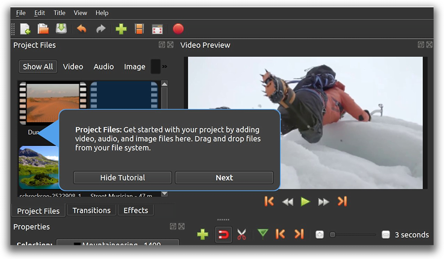 Openshot video editor help pop-ups